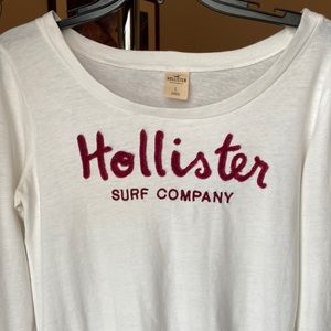Hollister Long sleeve tee shirt in white, size L